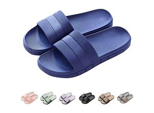 9771353137576 - Minkurow - Herren Damen Badeschuhe Hausschuhe Sommer Pantoletten Flip Flops Indoor Outdoor Strand rutschfest Bad einfarbig 36-37 (Blau)