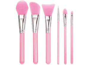 9771353138429 - MINKUROW Silikon-Make-up-Pinsel-Set Make-up-Pinsel-Set für Foundation kosmetische Lidschatten Augenbrauen-Pinsel-Set mit Kunststoffgriff 6er-Pack