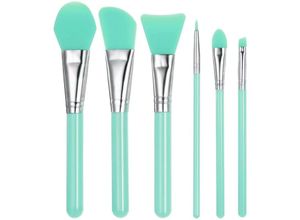 9771353138443 - MINKUROW Silikon-Make-up-Pinsel-Set Make-up-Pinsel-Set für Foundation Kosmetik-Lidschatten Augenbrauen-Pinsel-Set mit Kunststoffgriff 6er-Pack