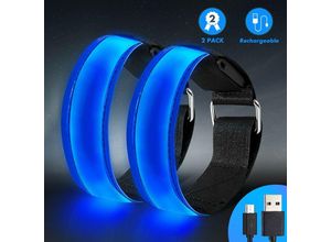 9771353157116 - Minkurow - LED-Armband wiederaufladbar leuchtendes Armband 2 Stück USB-Reflexband Reflexband Armbänder LED-Lichtband Kinder Reflexbänder für