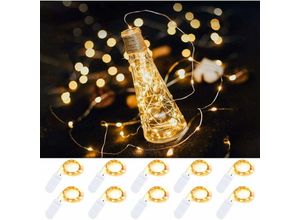 9771353161489 - MINKUROW 10er Pack 2m Lichterkette 20 LEDs Batteriebetriebene Lichterkette Wasserdichter Kupferdraht Sternenschnüre für DIY Weihnachtsdekoration