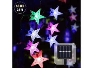 9771353163117 - Solar Lichterkette Outdoor mit Lichtsensor 7M 50 LEDs Wasserdichte Lichterkette Sterne Kristallkugeln Weihnachtsbeleuchtung Dekoration für