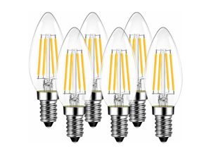 9771353167160 - Minkurow - 6er Set E14 LED-Kerzen für Kronleuchter E14 Filament Retrofit Classic 4 w 470 Lumen ersetzt 40 Watt 6500 k Kaltweiß Glühlampe Glas