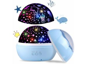 9771353169690 - Minkurow - LED-Sternenhimmel-Projektor Baby-Nachtlicht Ocean World 2-in-1-Projektionslampe mit USB-Kabel (Blau)