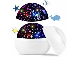 9771353169720 - Minkurow - LED-Sternenhimmel-Projektor Baby-Nachtlicht Ocean World 2-in-1-Projektionslampe mit USB-Kabel (weiß)