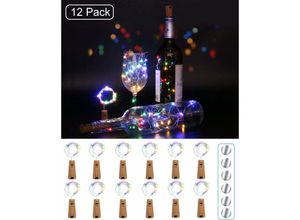 9771353170573 - Minkurow - 12 Stück) Flaschenlicht Batterie 2m 20 Led Glas Kork Licht Kupferdraht Lichterkette für Party Garten Halloween