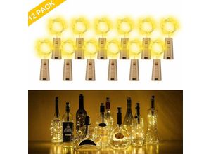 9771353170580 - Minkurow - LED-Flaschenlichter 12 Stück 10 LEDs 100 cm Warmweißer Kupferdraht Lichterketten Weinflaschenlichter für diy Weihnachtsdekoration