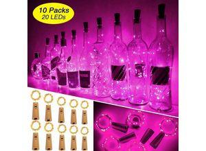 9771353170603 - Minkurow - Weinflaschenlicht 10 Stück 20 led Lichterketten für Flasche Lichterketten Stimmungslichter Kupferdraht Weinflasche (Rosa)