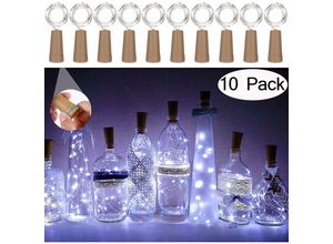 9771353170627 - Minkurow - 10 Stück Flaschenlicht 20 led Lichterkette Kupferdraht Kork Flaschenlicht für diy Dekoration Hochzeit Party (Weiß)