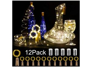 9771353170689 - Minkurow - 12 Stück Led Flasche Licht 20 Led 2m Lichterkette für diy Dekoration Weihnachtsfeier Stimmungslichter (Warmweiß)