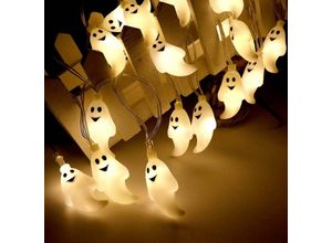 9771353171297 - Minkurow - Halloween-Lichterkette LED-Lichterkette 20 LEDs Kürbis-Geisterlicht für Weihnachten Halloween Party Park (Warmweiß)