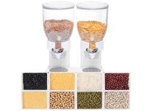 9772537503323 - Haloyo - Müslispender doppeltCornflakesspender ®Double Cereal DispenserDoppel-Spenderfür Müsli Cornflakes und Cerealien35 x 345 x 20cmWeiß