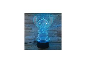 9778631007507 - Eting - Cartoon Stich 3D Lampe Schlafzimmer Tisch Nachtlicht Acryl Panel usb Kabel 7 Farbwechsel Touch Base Lampe Kinder Geschenk