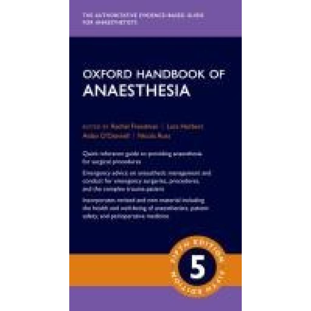 9780198853053 - Oxford Medical Handbooks   Oxford Handbook of Anaesthesia - Rachel Freedman Lara Herbert Aidan ODonnell Nicola Ross Kartoniert (TB)