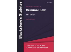 9780198890447 - Blackstones Statutes on Criminal Law - Matthew Dyson Kartoniert (TB)