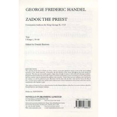 9780711988620 - Zadok the priest HWV 258 - coronation anthem 1