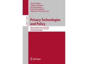 9783030025465 - Privacy Technologies and Policy Kartoniert (TB)