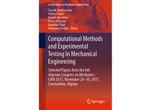 9783030118266 - Lecture Notes in Mechanical Engineering   Computational Methods and Experimental Testing In Mechanical Engineering Kartoniert (TB)