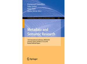 9783030144005 - Metadata and Semantic Research Kartoniert (TB)