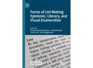 9783030769727 - Forms of List-Making Epistemic Literary and Visual Enumeration Kartoniert (TB)