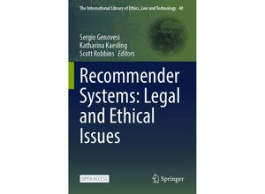 9783031348068 - Recommender Systems Legal and Ethical Issues Kartoniert (TB)