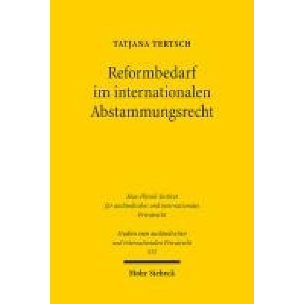 9783161624988 - Tertsch Tatjana Reformbedarf im internationalen Abstammungsrecht