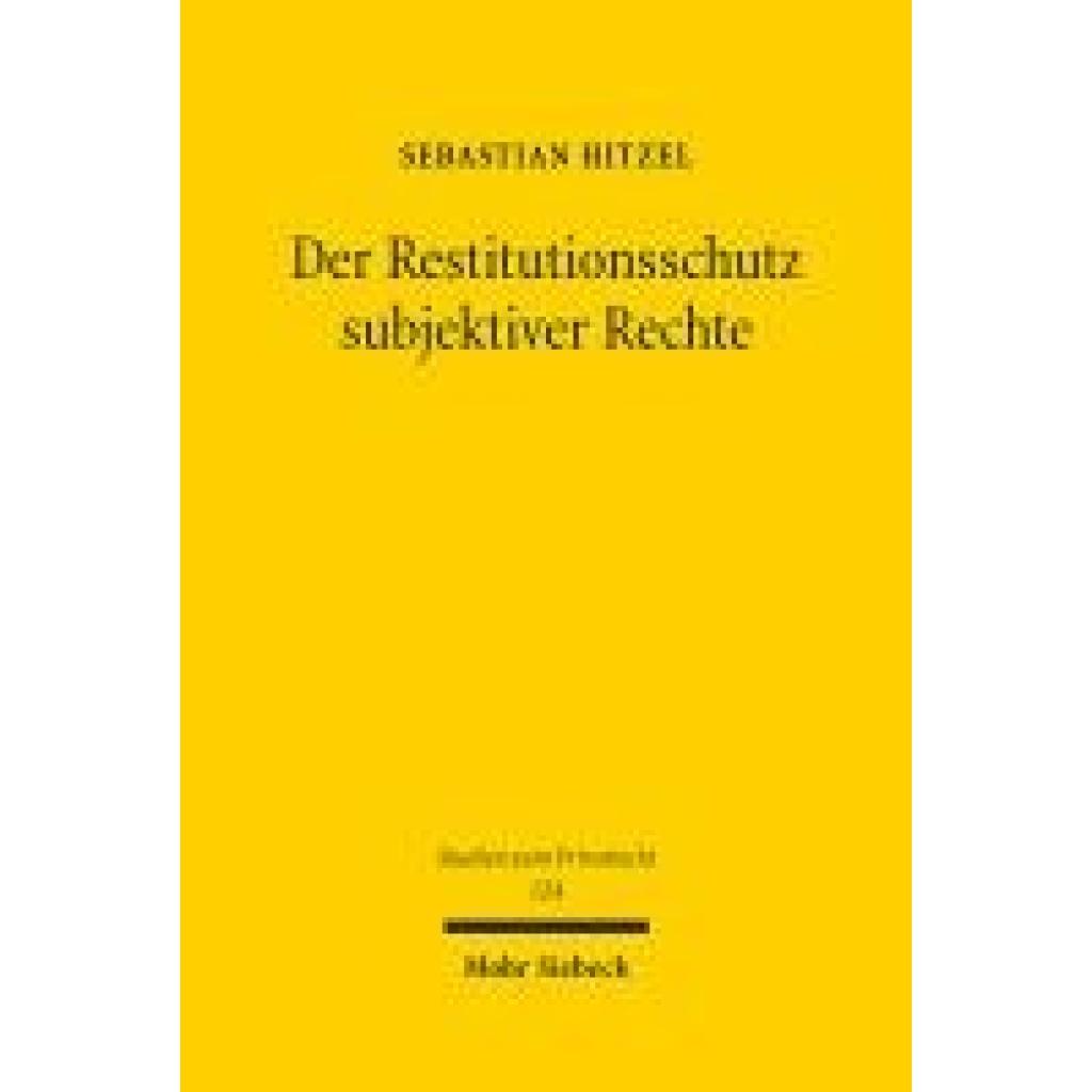 9783161640865 - Hitzel Sebastian Der Restitutionsschutz subjektiver Rechte