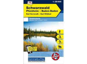 9783259025529 - Kümmerly+Frey Outdoorkarte Schwarzwald Pforzheim Baden-Baden Bad Herrenalb Bad Wildbad Karte (im Sinne von Landkarte)