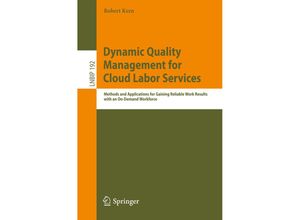 9783319097756 - Dynamic Quality Management for Cloud Labor Services - Robert Kern Kartoniert (TB)