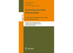 9783319113661 - Governing Sourcing Relationships A Collection of Studies at the Country Sector and Firm Level Kartoniert (TB)