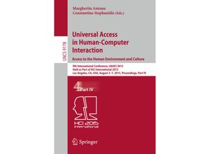 9783319206868 - Universal Access in Human-Computer Interaction Access to the Human Environment and Culture Kartoniert (TB)