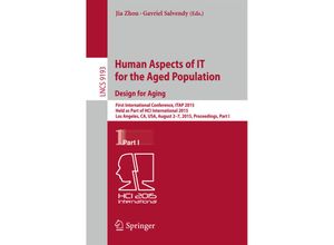 9783319208916 - Human Aspects of IT for the Aged Population Design for Aging Kartoniert (TB)