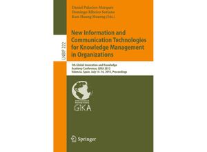 9783319222035 - New Information and Communication Technologies for Knowledge Management in Organizations Kartoniert (TB)