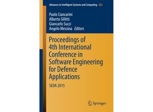 9783319278940 - Proceedings of 4th International Conference in Software Engineering for Defence Applications Kartoniert (TB)