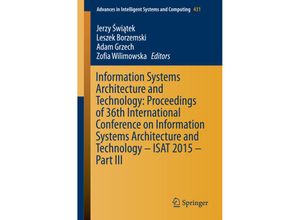 9783319285627 - Information Systems Architecture and Technology Proceedings of 36th International Conference on Information Systems Architecture and Technology - ISAT 2015 - Part III Kartoniert (TB)