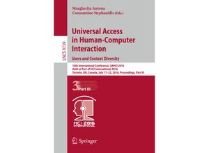 9783319402376 - Universal Access in Human-Computer Interaction Users and Context Diversity Kartoniert (TB)