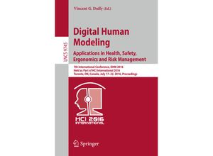 9783319402468 - Digital Human Modeling Applications in Health Safety Ergonomics and Risk Management Kartoniert (TB)