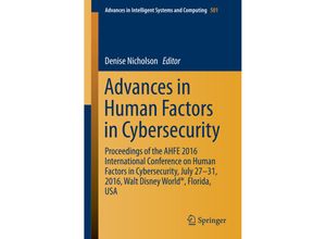 9783319419312 - Advances in Human Factors in Cybersecurity Kartoniert (TB)