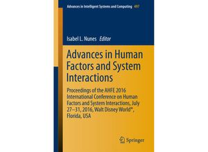 9783319419558 - Advances in Human Factors and System Interactions Kartoniert (TB)