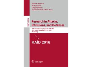 9783319457185 - Research in Attacks Intrusions and Defenses Kartoniert (TB)