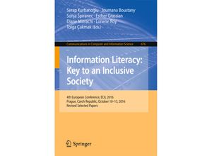 9783319521619 - Information Literacy Key to an Inclusive Society Kartoniert (TB)