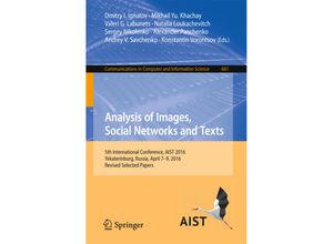 9783319529196 - Analysis of Images Social Networks and Texts Kartoniert (TB)