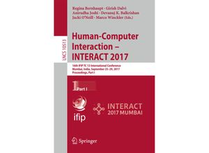 9783319677439 - Human-Computer Interaction - INTERACT 2017 Kartoniert (TB)