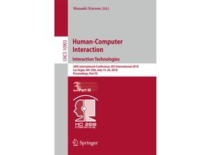 9783319912493 - Human-Computer Interaction Interaction Technologies Kartoniert (TB)