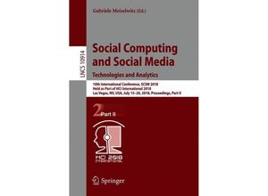 9783319914848 - Social Computing and Social Media Technologies and Analytics Kartoniert (TB)