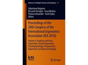 9783319960586 - Proceedings of the 20th Congress of the International Ergonomics Association (IEA 2018) Kartoniert (TB)