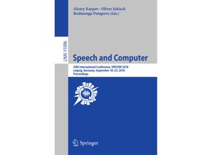 9783319995786 - Speech and Computer Kartoniert (TB)