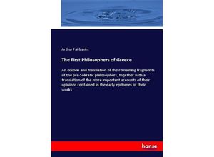 9783337075941 - The First Philosophers of Greece - Arthur Fairbanks Kartoniert (TB)