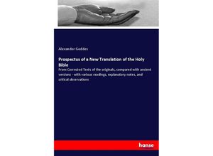 9783337170462 - Prospectus of a New Translation of the Holy Bible - Alexander Geddes Kartoniert (TB)