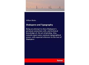 9783337523473 - Shakspere and Typography - William Blades Kartoniert (TB)